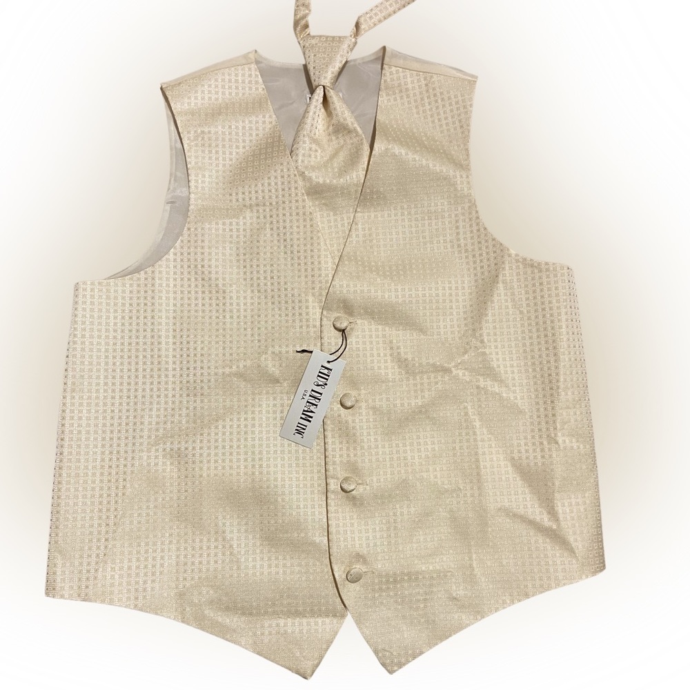 Kids Dream Gold Square Pattern Vest and Tie Set Boys 16